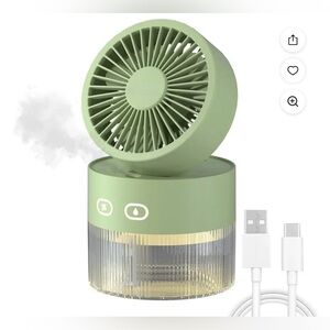 5/$35 NWT D-22 fan + Humidifier Green Portable Mini Fan with USB